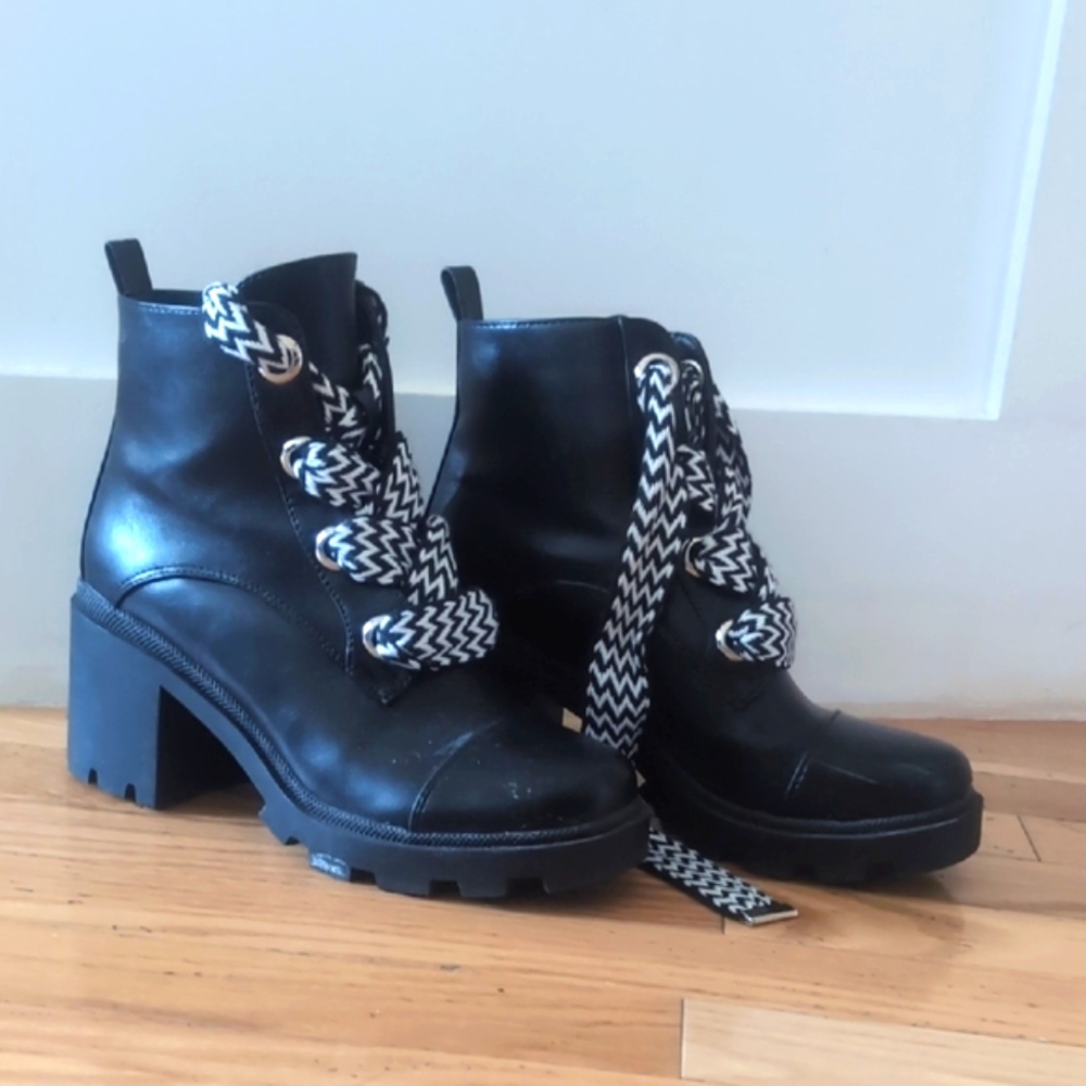 Y2K Black Chunky Heel Ankle Boots